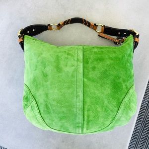 Coach Vivid Green Suede Handbag